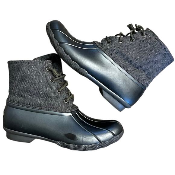 Womens Sperry STS81366 Side Zip Waterproof Rubber Snow Duck Boot Size 10M Gray - Picture 1 of 6